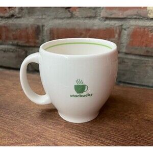 Starbucks  2003 Barista Espresso Coffee 12oz Mug  White with Green Stripe